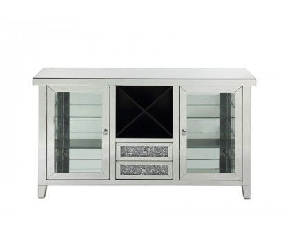 ACME - Noralie Wine Cabinet with Led in Mirrored/Faux Diamonds (AC00525)