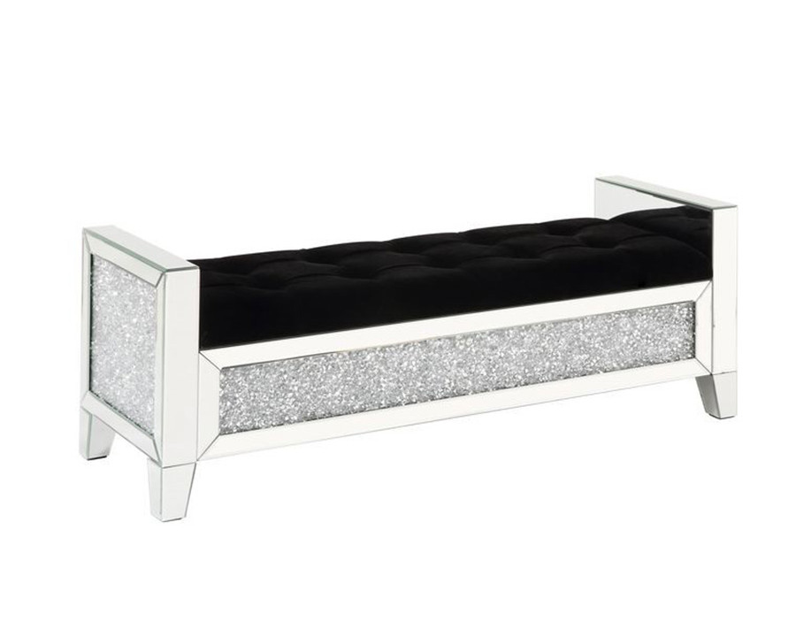 ACME - Noralie Bench in Mirrored/Faux Diamonds