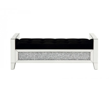 ACME - Noralie Bench in Mirrored/Faux Diamonds