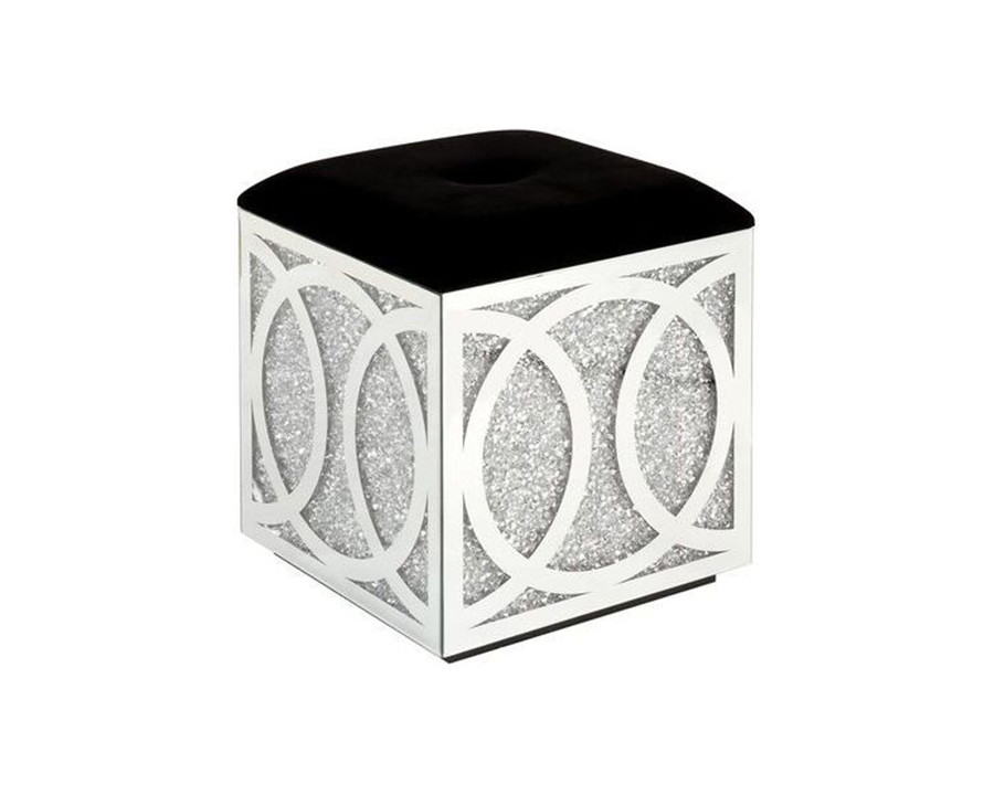 ACME - Noralie Ottoman with Storage in Mirrored/Faux Diamonds (AC00529)