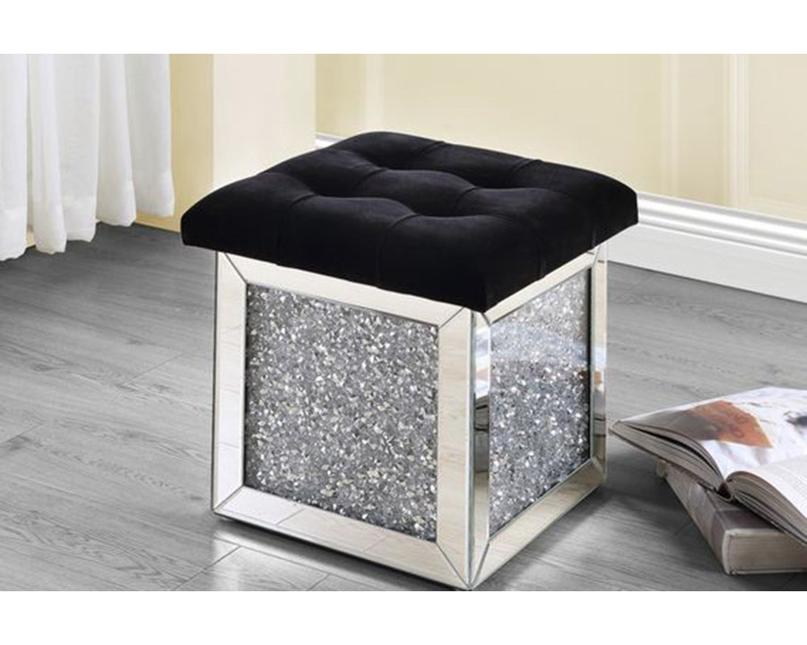 ACME - Noralie Ottoman with Storage in Mirrored/Faux Diamonds (AC00530)