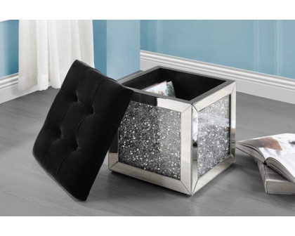 ACME - Noralie Ottoman with Storage in Mirrored/Faux Diamonds (AC00530)