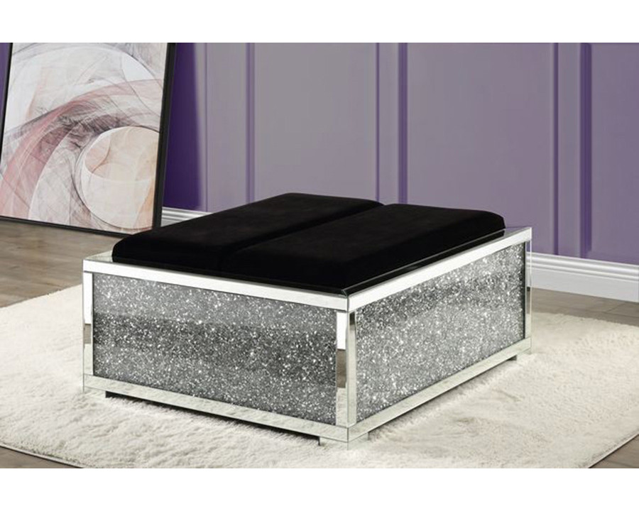 ACME - Noralie Ottoman with Storage in Mirrored/Faux Diamonds (AC00531)