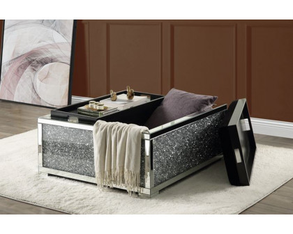 ACME - Noralie Ottoman with Storage in Mirrored/Faux Diamonds (AC00531)