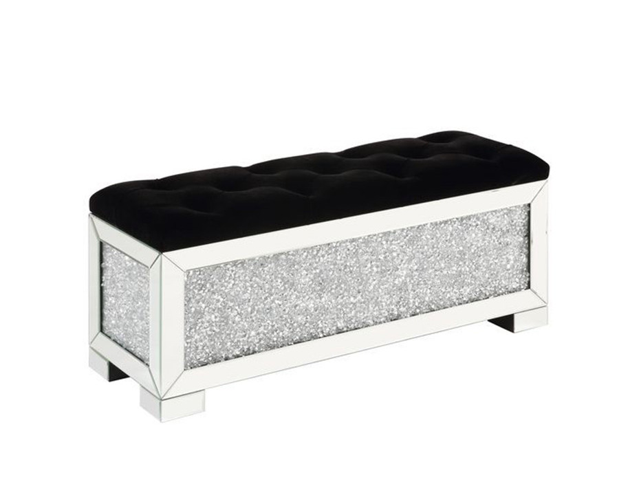 ACME - Noralie Bench with Storage in Mirrored/Faux Diamonds (AC00532)