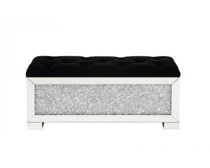 ACME - Noralie Bench with Storage in Mirrored/Faux Diamonds (AC00532)