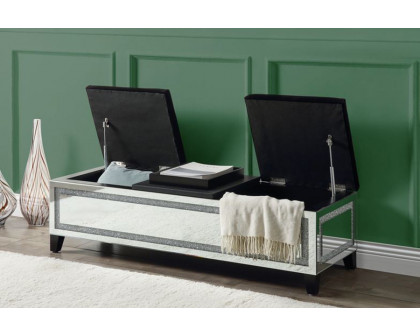 ACME - Noralie Bench with Storage in Mirrored/Faux Diamonds (AC00533)