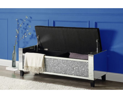 ACME - Noralie Bench with Storage in Mirrored/Faux Diamonds (AC00534)