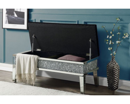 ACME - Noralie Bench with Storage in Mirrored/Faux Diamonds (AC00535)