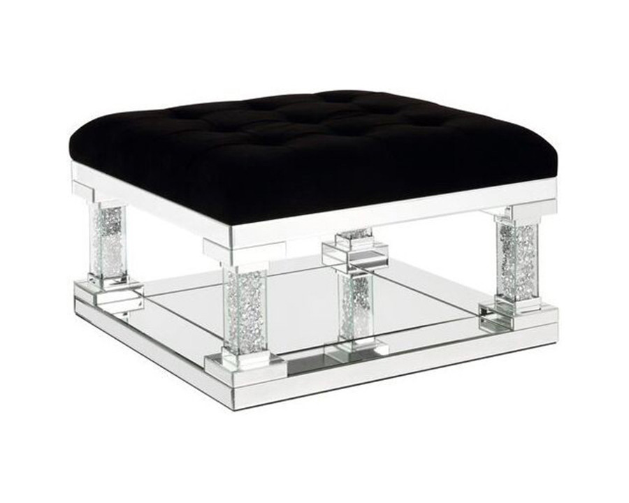 ACME - Noralie Ottoman in Mirrored/Faux Diamonds