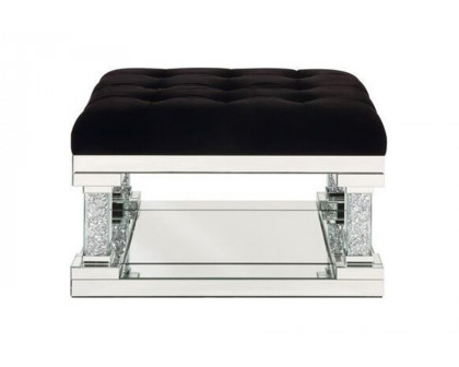 ACME - Noralie Ottoman in Mirrored/Faux Diamonds