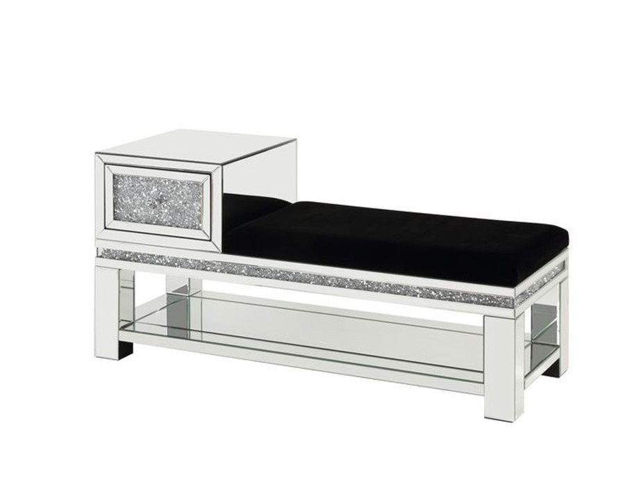 ACME - Noralie Bench with Storage in Mirrored/Faux Diamonds (AC00538)