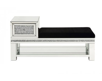 ACME - Noralie Bench with Storage in Mirrored/Faux Diamonds (AC00538)