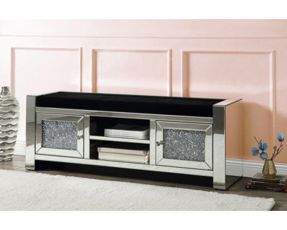 ACME - Noralie Bench with Storage in Mirrored/Faux Diamonds (AC00539)