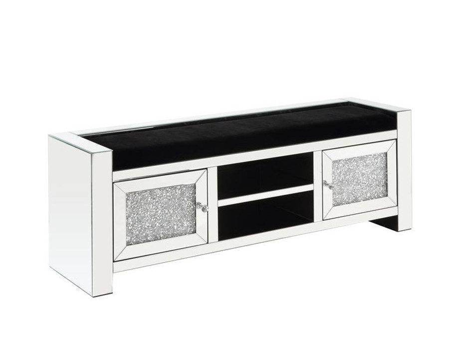 ACME - Noralie Bench with Storage in Mirrored/Faux Diamonds (AC00539)