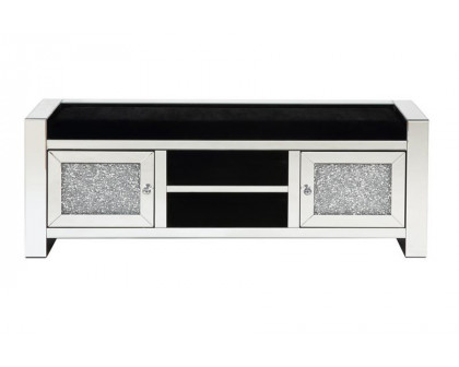 ACME - Noralie Bench with Storage in Mirrored/Faux Diamonds (AC00539)