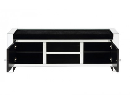 ACME - Noralie Bench with Storage in Mirrored/Faux Diamonds (AC00539)