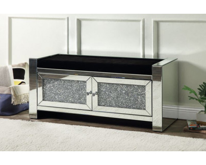 ACME - Noralie Bench with Storage in Mirrored/Faux Diamonds (AC00540)