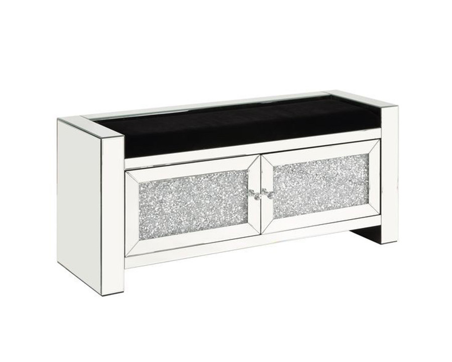 ACME - Noralie Bench with Storage in Mirrored/Faux Diamonds (AC00540)