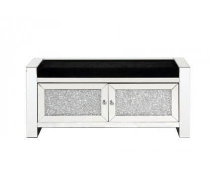 ACME - Noralie Bench with Storage in Mirrored/Faux Diamonds (AC00540)