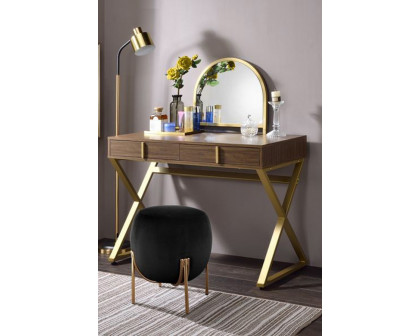 ACME Coleen Vanity Desk with Mirror & Jewelry Tray - Gold