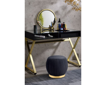 ACME Coleen Vanity Desk with Mirror & Jewelry Tray - Black/Gold