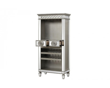 ACME - Varian Wine Cabinet in Mirrored/Antique Platinum (AC00700)