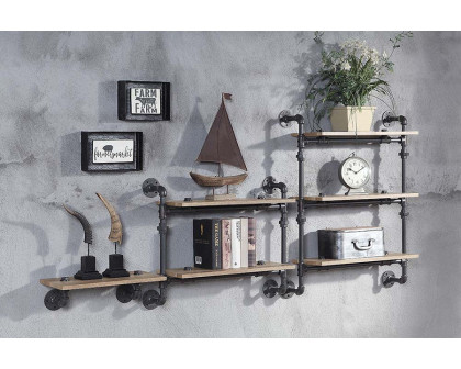 ACME Brantley Wall Rack - Oak/Sandy Black