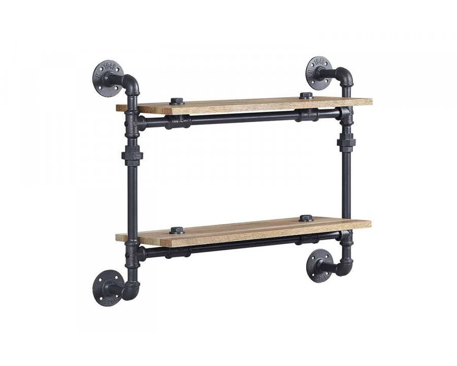 ACME Brantley Wall Rack with 2 Shelves - Oak/Sandy Black