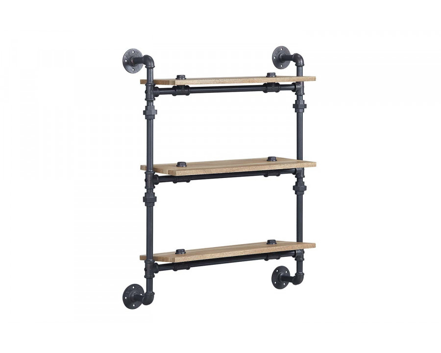 ACME Brantley Wall Rack with 3 Shelves - Oak/Sandy Black