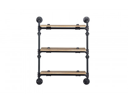 ACME Brantley Wall Rack with 3 Shelves - Oak/Sandy Black