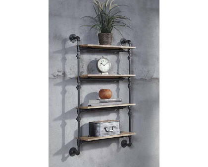 ACME Brantley Wall Rack with 4 Shelves - Oak/Sandy Black