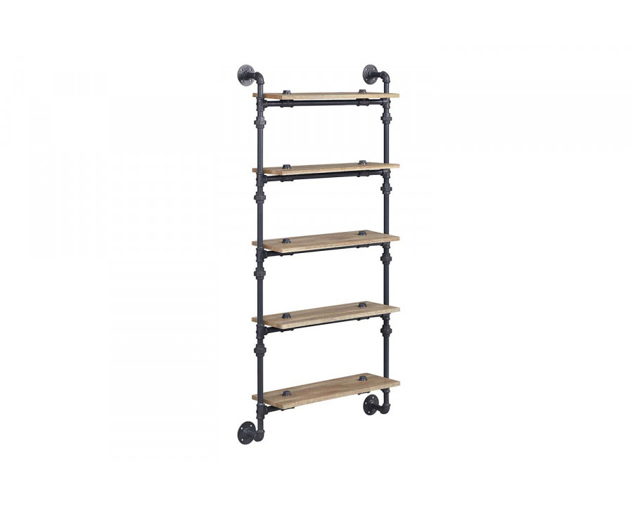 ACME Brantley Wall Rack with 5 Shelves - Oak/Sandy Black