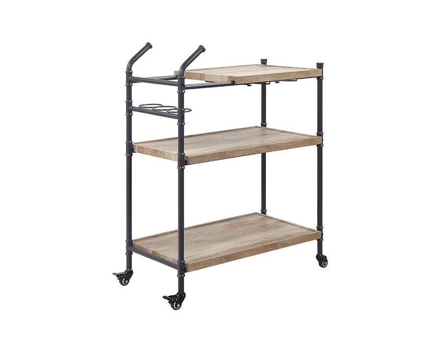 ACME - Brantley Serving Cart in Oak/Sandy Black