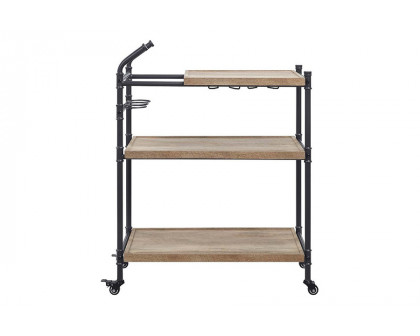 ACME - Brantley Serving Cart in Oak/Sandy Black