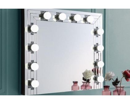 ACME - Noralie Accent Mirror in Mirrored/Faux Diamonds (AC00761)