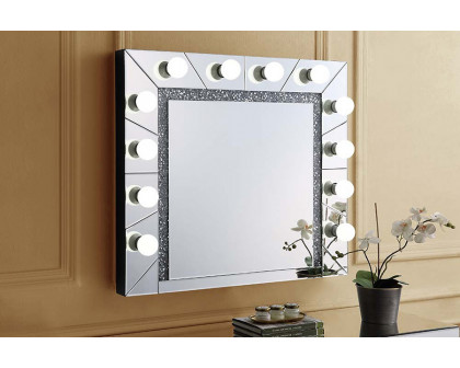 ACME - Noralie Accent Mirror in Mirrored/Faux Diamonds (AC00762)