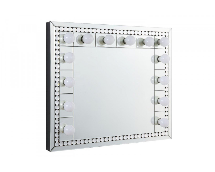 ACME - Farai Accent Mirror in Mirrored/Faux Crystal Diamonds (AC00764)