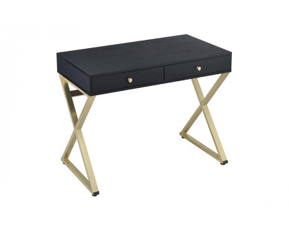 ACME Coleen Vanity Desk - Black and Brass Finish