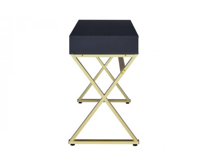 ACME Coleen Vanity Desk - Black and Brass Finish