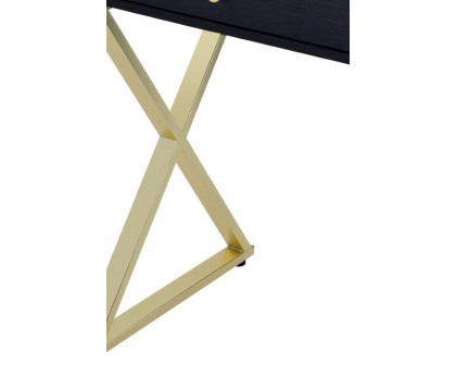 ACME Coleen Vanity Desk - Black and Brass Finish