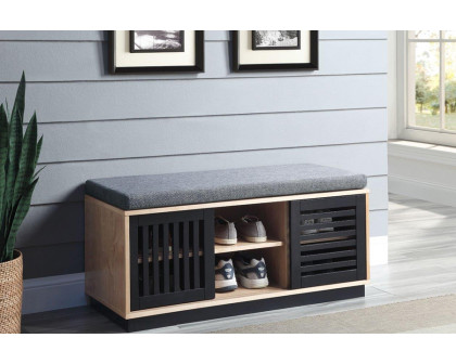 ACME - Gamaliel Bench with Storage in Oak/Espresso