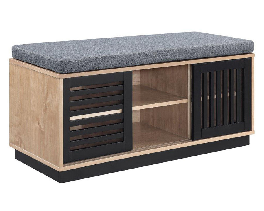 ACME - Gamaliel Bench with Storage in Oak/Espresso