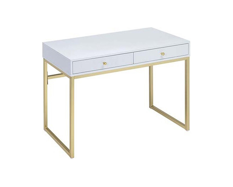 ACME - Coleen Vanity Desk (Same 92312) in White/Brass