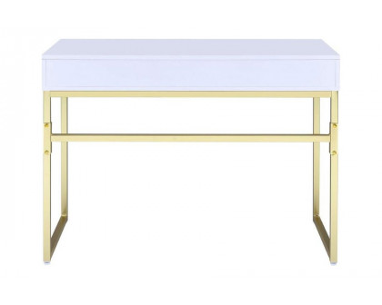 ACME - Coleen Vanity Desk (Same 92312) in White/Brass