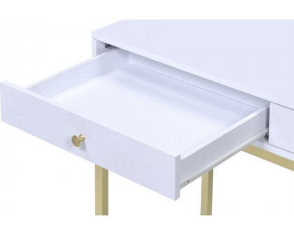 ACME - Coleen Vanity Desk (Same 92312) in White/Brass