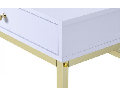 ACME - Coleen Vanity Desk (Same 92312) in White/Brass