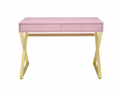 ACME Coleen Vanity Desk (Same 92612) - Pink/Gold