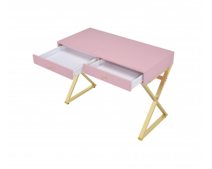 ACME Coleen Vanity Desk (Same 92612) - Pink/Gold