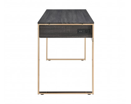 ACME - Perle Vanity Desk with Usb (Same 92715) in Champagne Gold/Black